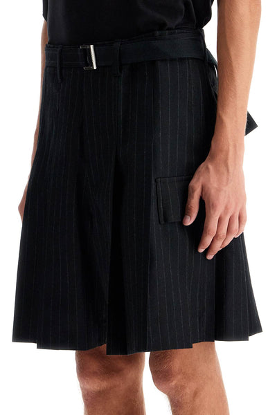 striped pleated bermuda shorts 24 03481M BLACK