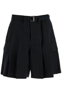 striped pleated bermuda shorts 24 03481M BLACK