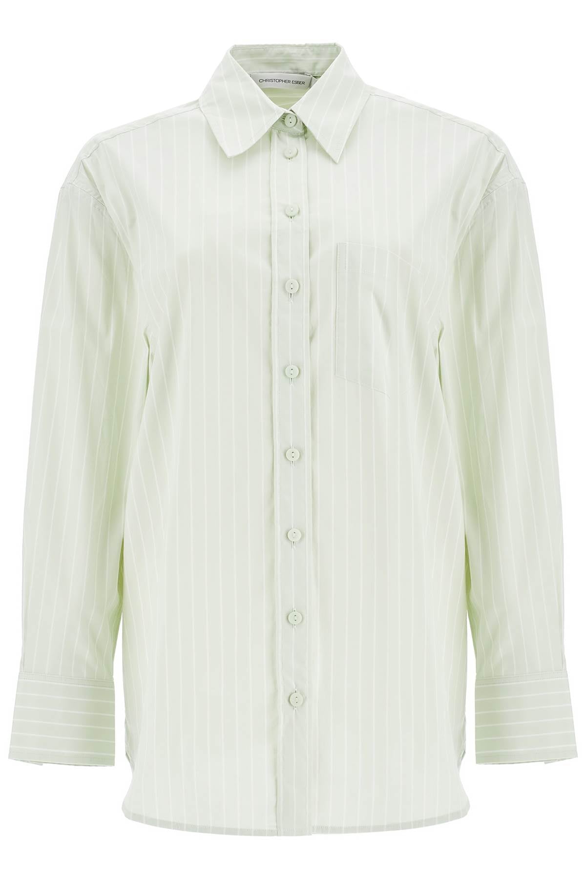 mint green cotton shirt with white stripes 24042151 MINT STRIPE WHITE