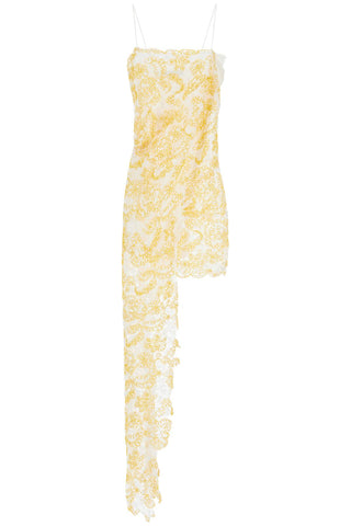 mini dress in yellow floral lace with adjustable straps 24043302 SIGNAL YELLOW