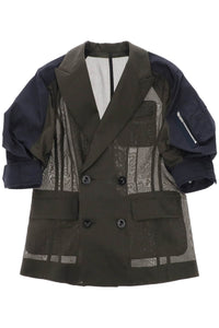 Sacai "taffeta jacket with sleeves" 24 07217 KHAKI NAVY