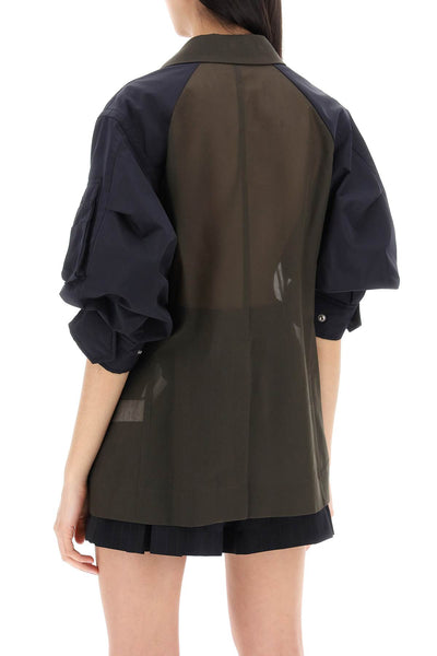 Sacai "taffeta jacket with sleeves" 24 07217 KHAKI NAVY