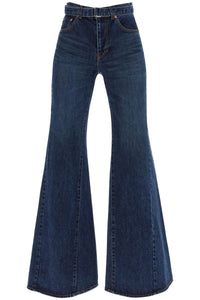 boot cut jeans with matching belt 24 07290 BLUE