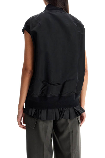 layered nylon vest for outdoor 24 07382 BLACK