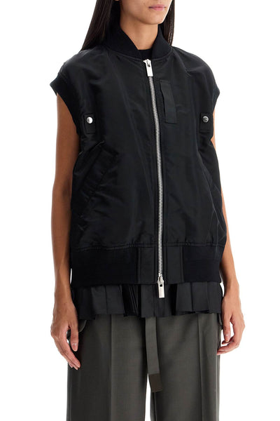 layered nylon vest for outdoor 24 07382 BLACK