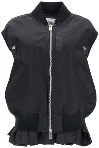 layered nylon vest for outdoor 24 07382 BLACK