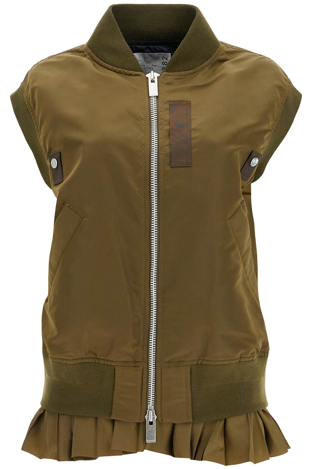 layered nylon vest for outdoor 24 07382 OLIVE