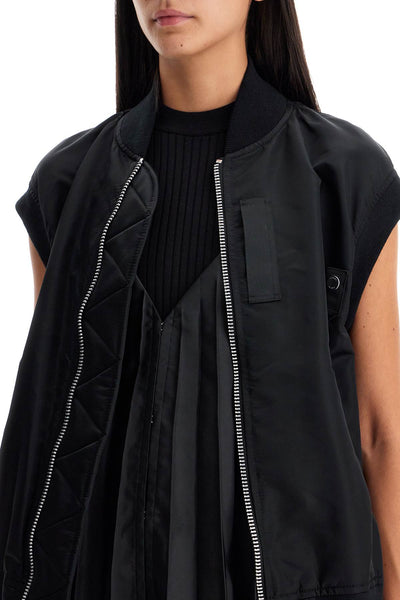 layered nylon vest for outdoor 24 07382 BLACK