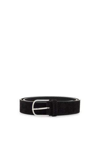 wide suede leather belt with large buckle 241 WAM937 LE0004 ESPRESSO