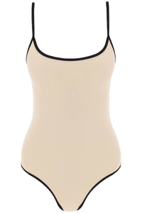 Toteme one-piece swimsuit with contrasting trim details 241 WSW1031 FB0097 LIGHT HAY