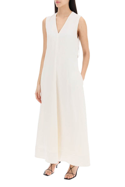 maxi flared dress with v-neckline 242 WRD2660 FB0159 OFF WHITE