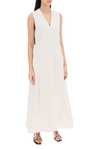 maxi flared dress with v-neckline 242 WRD2660 FB0159 OFF WHITE