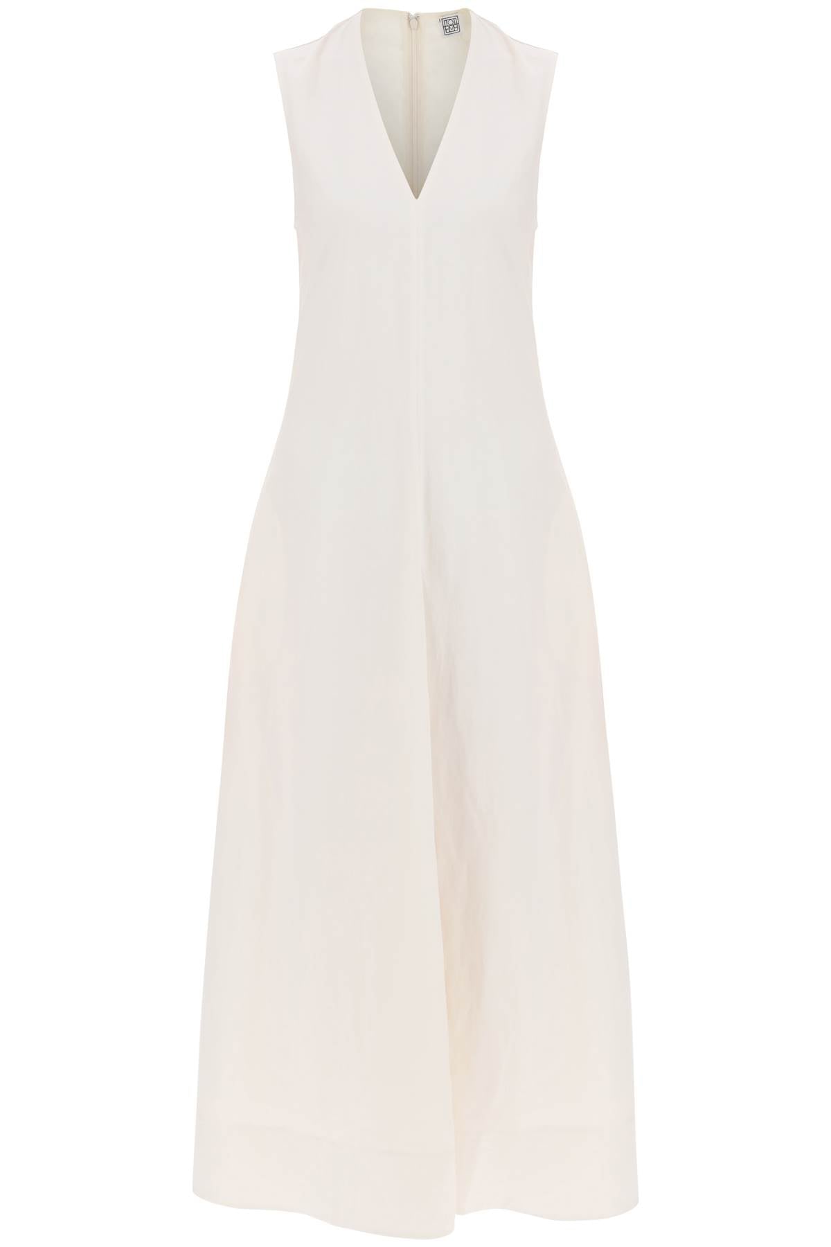 maxi flared dress with v-neckline 242 WRD2660 FB0159 OFF WHITE