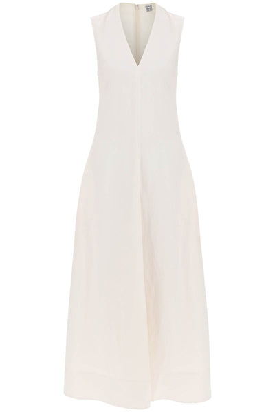 maxi flared dress with v-neckline 242 WRD2660 FB0159 OFF WHITE