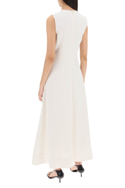 maxi flared dress with v-neckline 242 WRD2660 FB0159 OFF WHITE