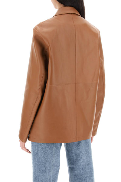 single-breasted leather jacket 242 WRZ1765 LE0056 TAN