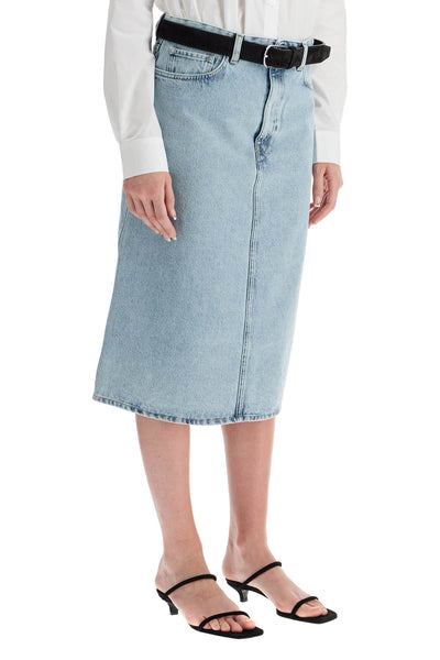 denim midi skirt in seven 243 WRB0193 FB0045 COOL BLUE