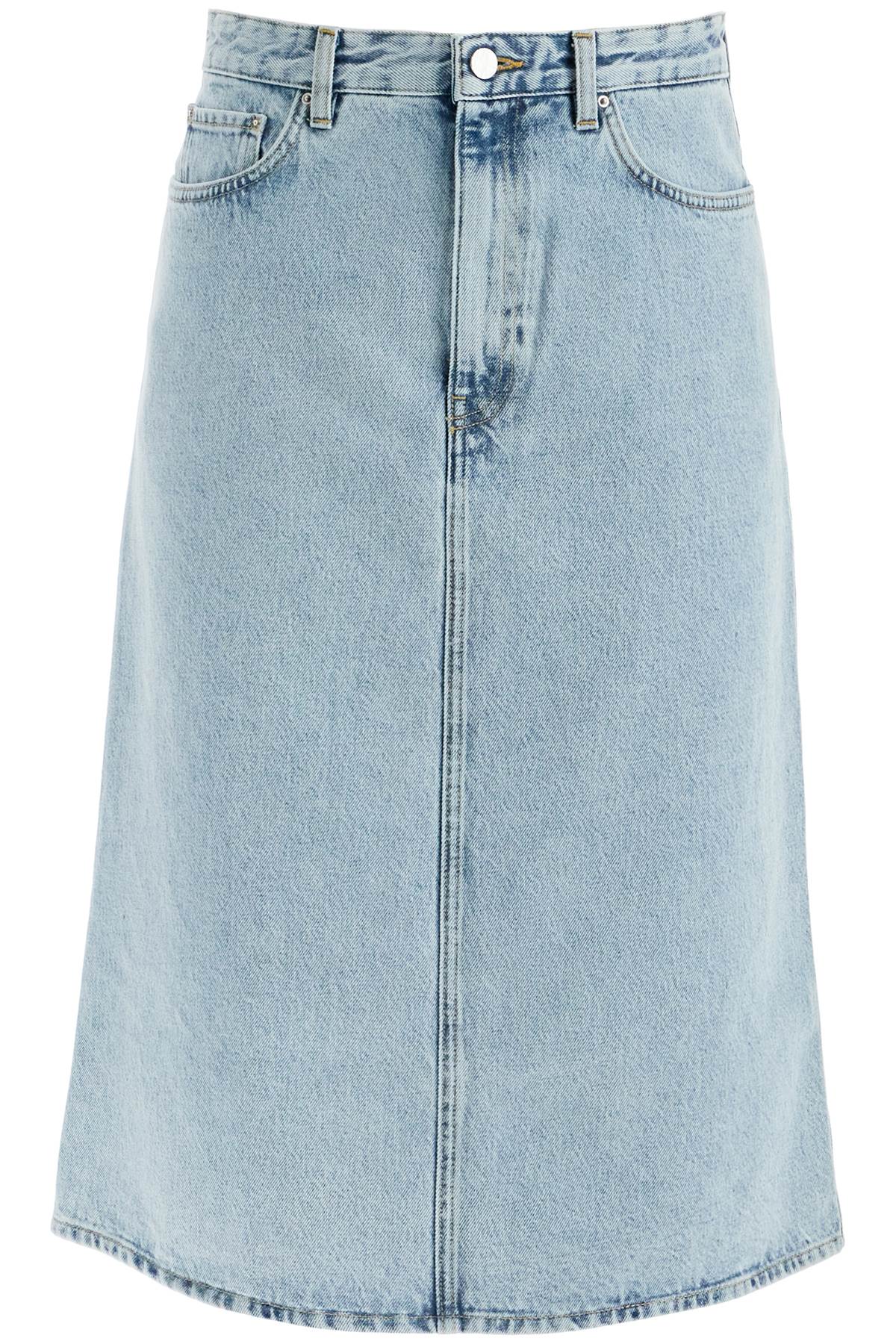 denim midi skirt in seven 243 WRB0193 FB0045 COOL BLUE