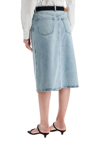 denim midi skirt in seven 243 WRB0193 FB0045 COOL BLUE