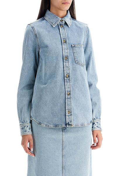 denim overshirt with pocket detail 243 WRT0330 FB0045 COOL BLUE