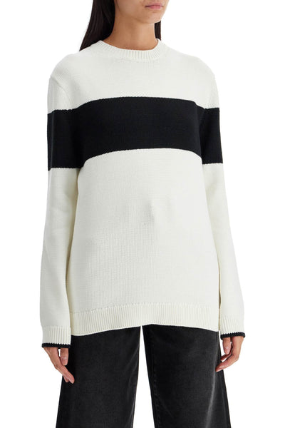 crewneck pullover with contrasting band 243 WRT0338 YA0081 WHITE/BLACK