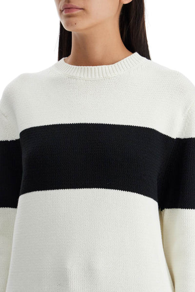 crewneck pullover with contrasting band 243 WRT0338 YA0081 WHITE/BLACK