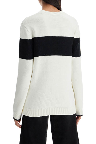 crewneck pullover with contrasting band 243 WRT0338 YA0081 WHITE/BLACK