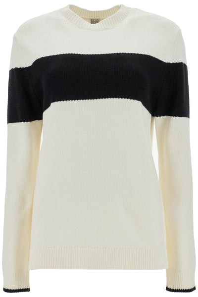 crewneck pullover with contrasting band 243 WRT0338 YA0081 WHITE/BLACK