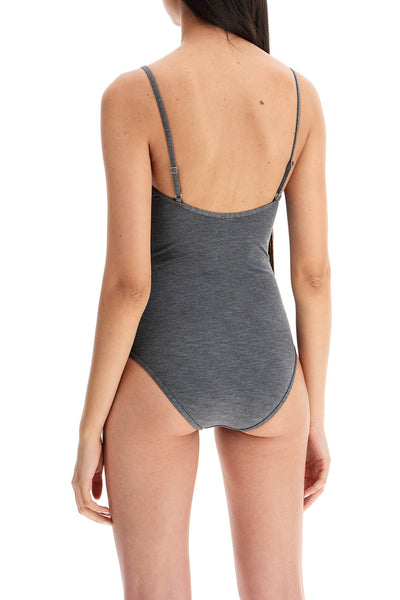 one-piece swimsuit with square neckline 243 WSW1031 FB0236 GREY MELANGE