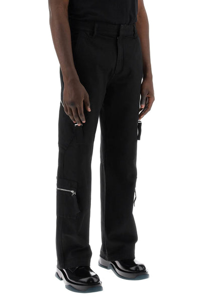 brown cargo pants for men 245PA067 1485 BLACK