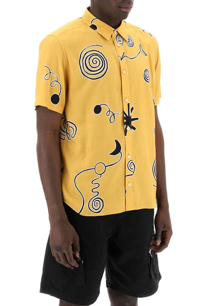 "the melo shirt - la 245SH006 1002 ARTY SPIRAL BLACK ORANGE