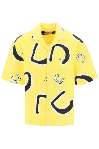 jean bowling shirt for men 245SH201 1585 MONOGRAMME  BLACK YELLOW