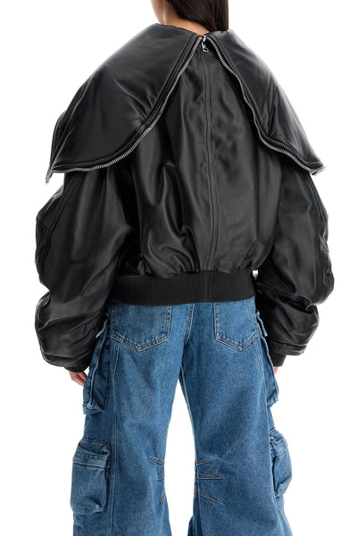 nappa bomber jacket with oversized hood 247WCB62L054 BLACK