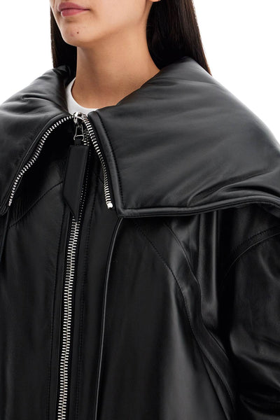 nappa bomber jacket with oversized hood 247WCB62L054 BLACK