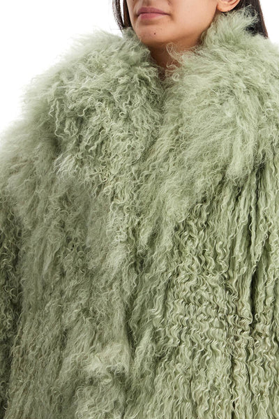 short oversized mongolian fur coat 248WCB44FUR2 SAGE GREEN