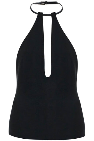 halter neck top with open 248WCT279E100 BLACK