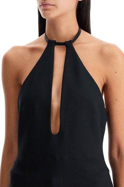 halter neck top with open 248WCT279E100 BLACK