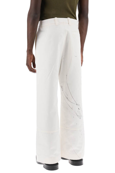 wide-legged scribble pants 24E28OAU25 COT00982 OFF WHITE