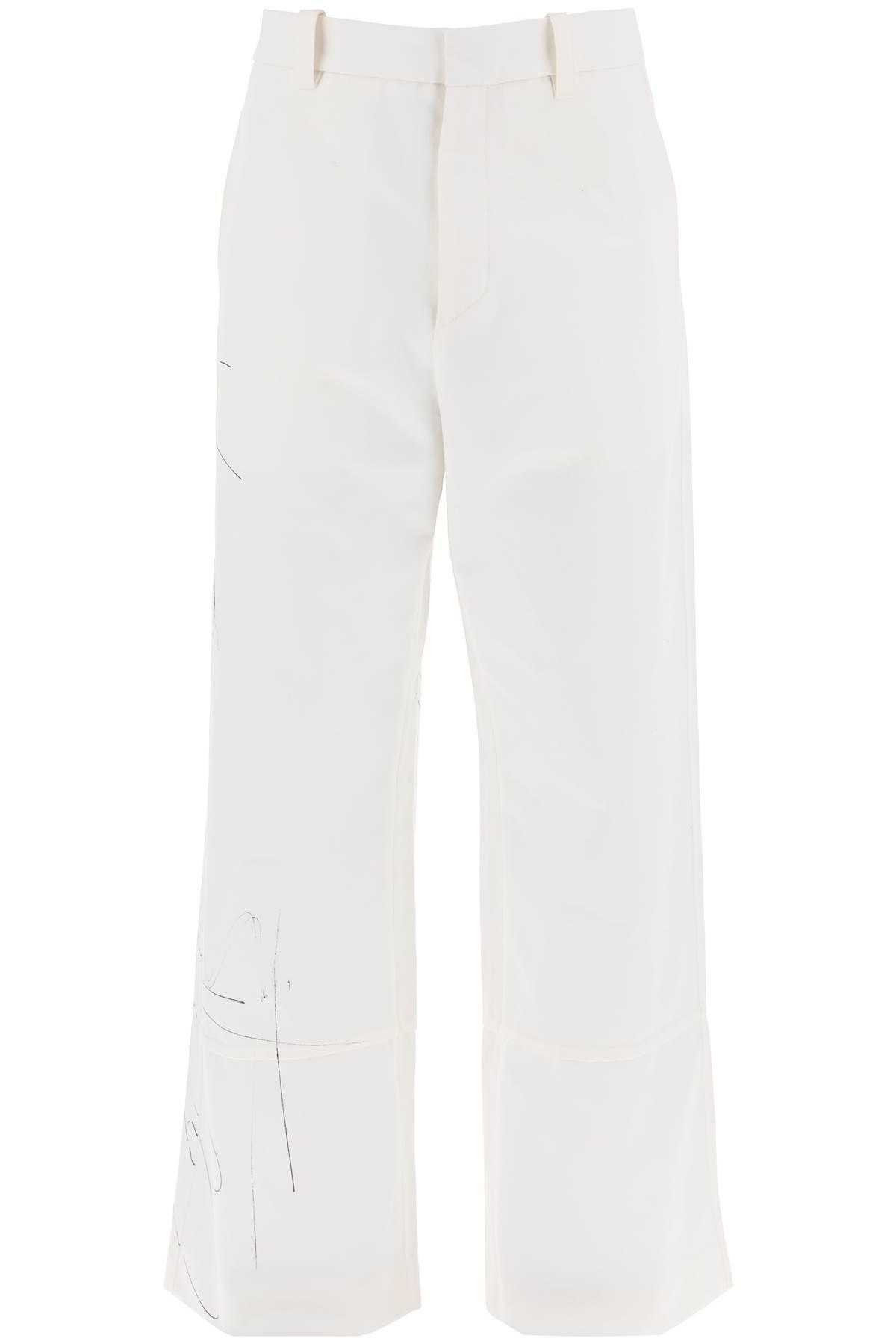 wide-legged scribble pants 24E28OAU25 COT00982 OFF WHITE