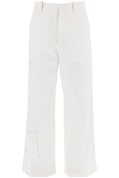 wide-legged scribble pants 24E28OAU25 COT00982 OFF WHITE