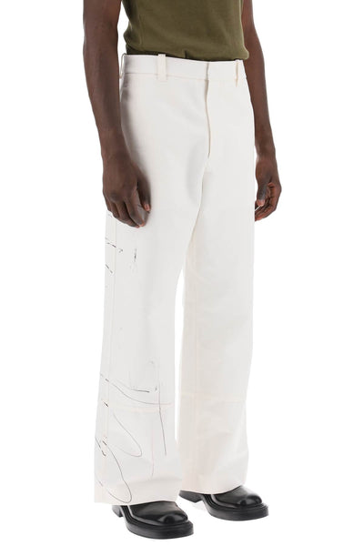 wide-legged scribble pants 24E28OAU25 COT00982 OFF WHITE