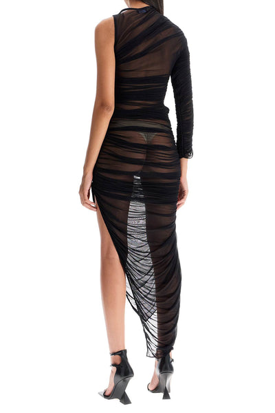 asymmetric mesh dress in italian 24F1RO1612595 BLACK