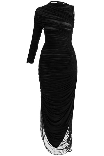 asymmetric mesh dress in italian 24F1RO1612595 BLACK