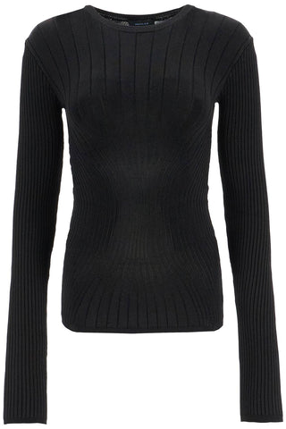 ribbed knit top with long sleeves 24F2TO07191116 BLACK