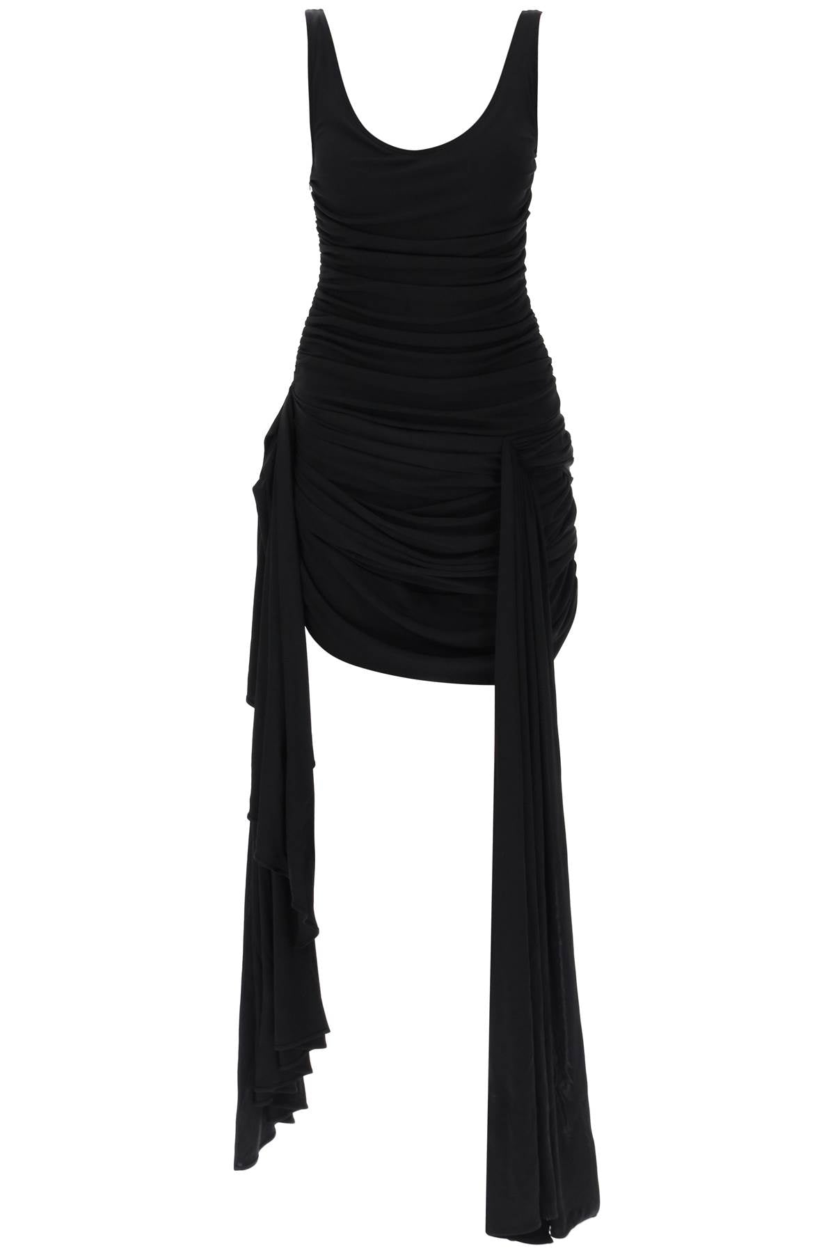 draped mini dress with side trains 24S1RO15866009 BLACK