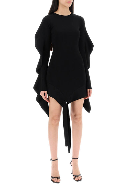 asymmetric mini dress with ruffle details 24S2RO15831112 BLACK