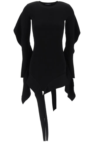 asymmetric mini dress with ruffle details 24S2RO15831112 BLACK