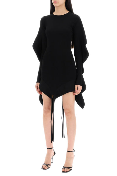 asymmetric mini dress with ruffle details 24S2RO15831112 BLACK