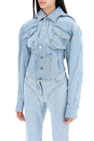 denim jacket with corset detail 24S6VE0401211 LIGHT BLUE