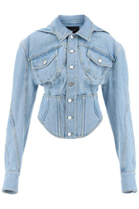 denim jacket with corset detail 24S6VE0401211 LIGHT BLUE